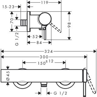 Hansgrohe Finoris Single Lever Bar Shower Valve For Exposed Installation - Image 2