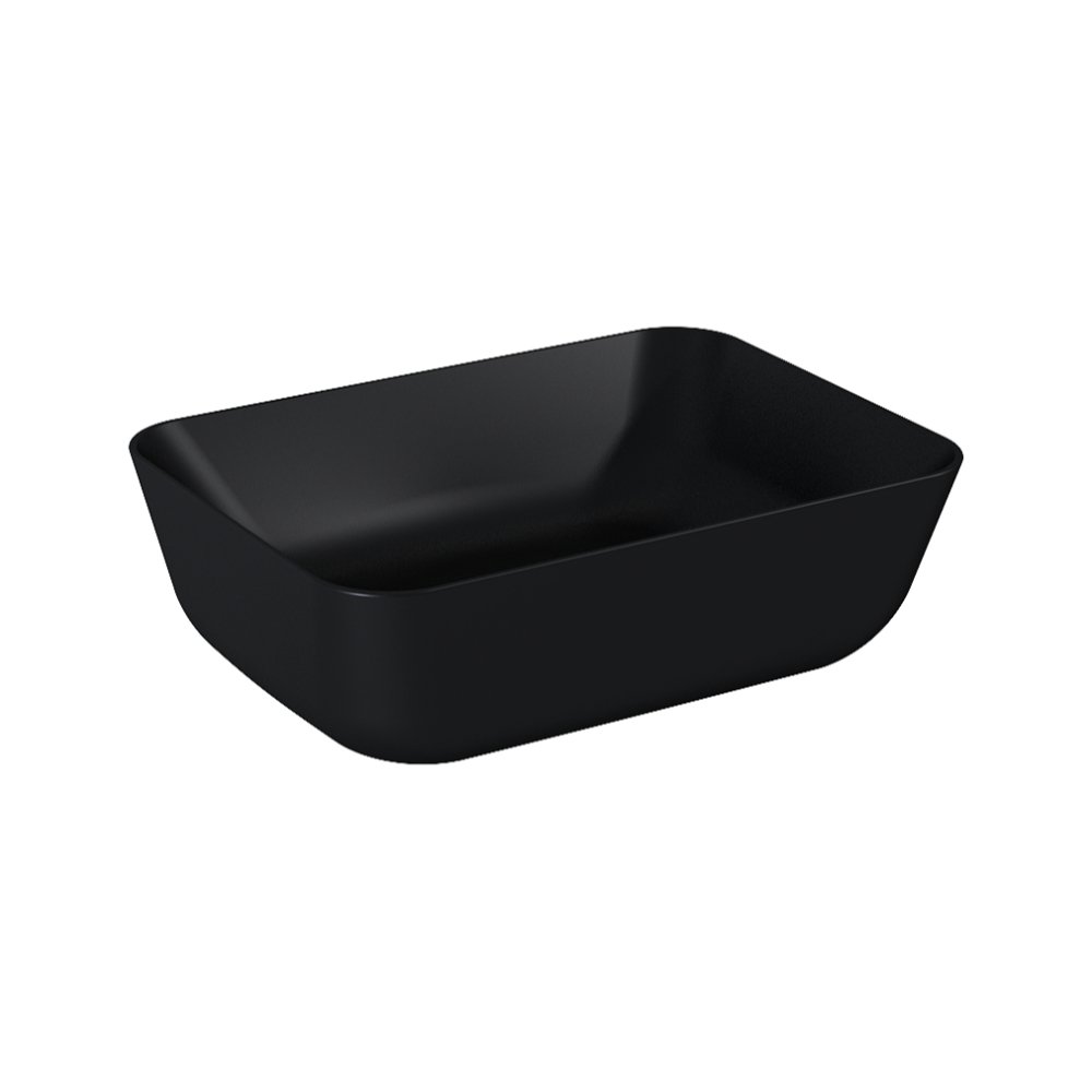 Frontline Aquatrend Rectangular Countertop Basin With Waste – 460mm Wide - Black