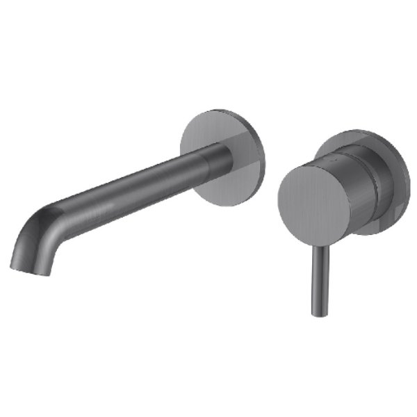 Frontline Mineral Wall Mounted Mono Basin Mixer Tap - Matt Grey