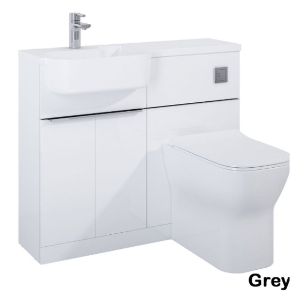Frontline Linea Combination Unit With Basin and Back to Wall Pan – 1000mm Wide  – White - Left