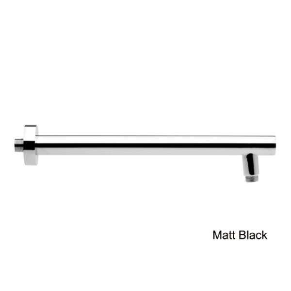 Frontline Round Wall Mounted Shower Arm – 400mm Long - Matt Black