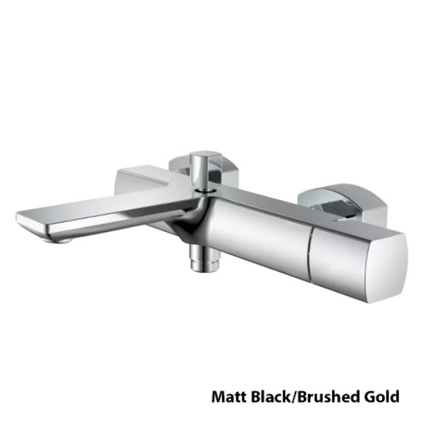 Frontline My Time Wall Mounted Bath Shower Mixer Tap - Matt Black/Brushed Gold