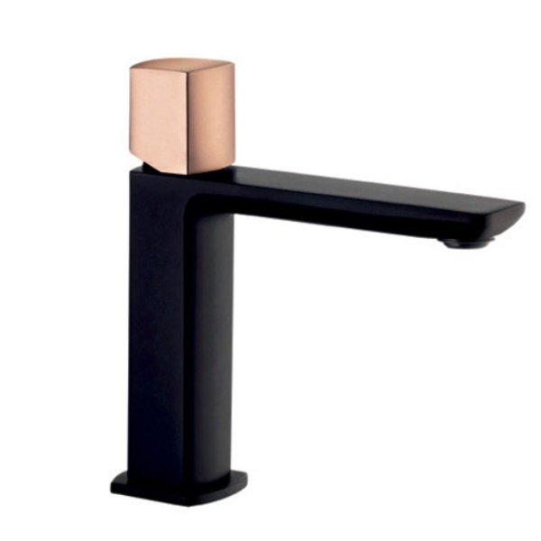 Frontline My Time Mono Basin Mixer Tap - Matt Black/Brushed Rose Gold