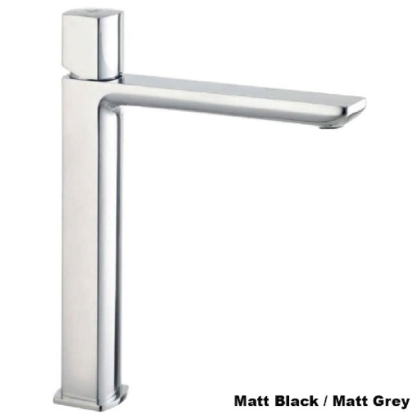Frontline My Time Mono Tall Basin Mixer Tap - Matt Black/Matt Grey