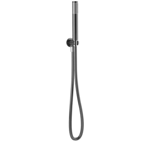 Frontline Aqua Round Single Function Shower Handset With Outlet Elbow And Parking Bracket - Matt Black