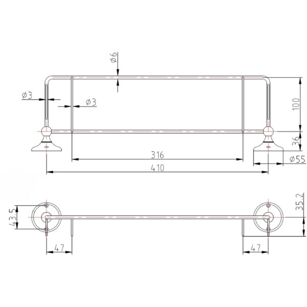 Frontline Holborn Glass Shelf - 410mm Wide - Chrome - Image 2