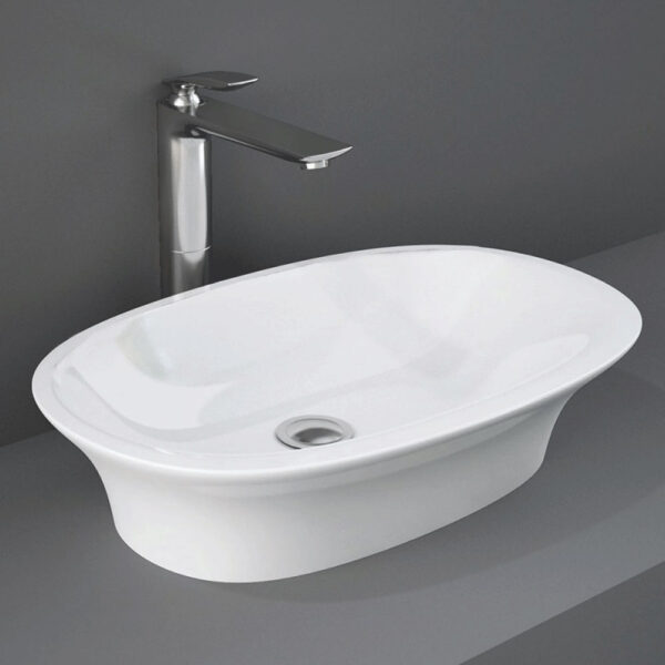 Frontline RAK Sensation Oval Sit-On Countertop Basin 600mm Wide - 1 TH - White - Image 2