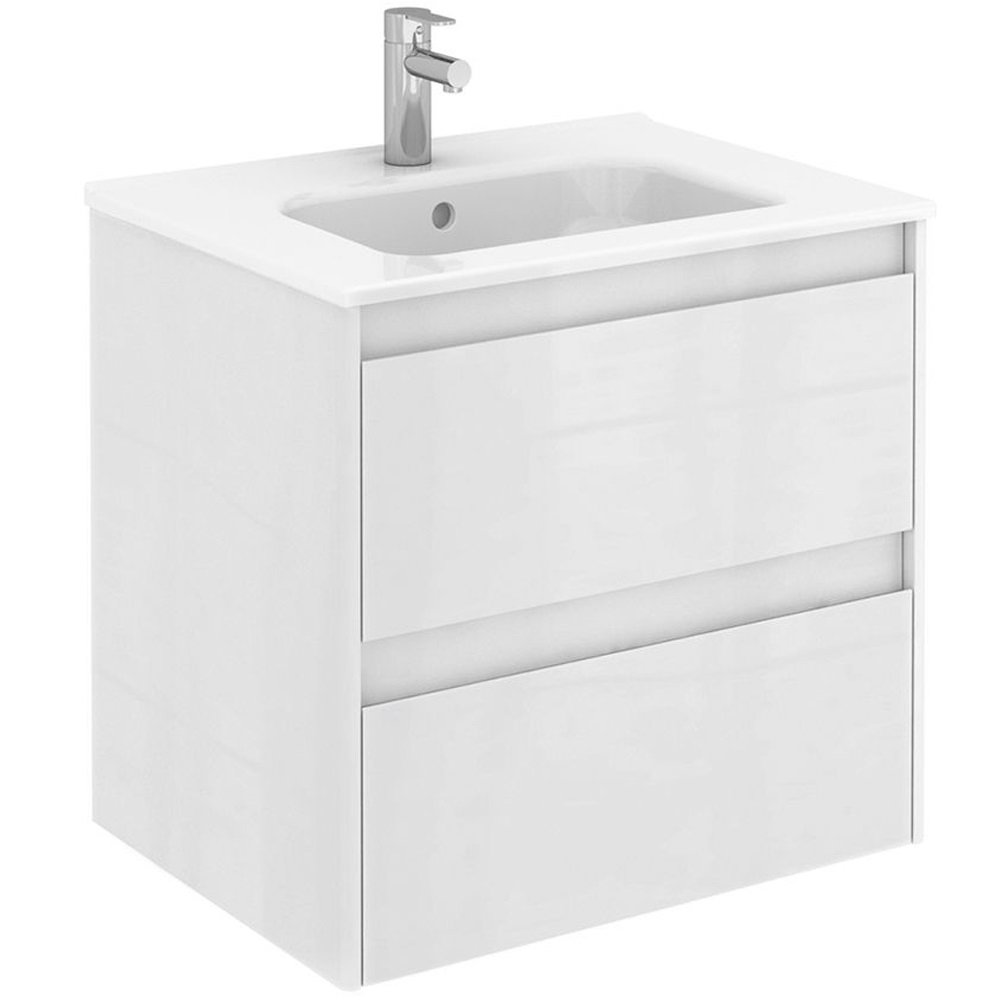 Frontline Alfa 2 Drawer Wall Hung Vanity Unit With Basin – 600mm Wide - Matt White