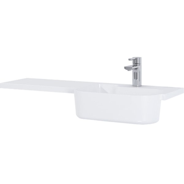 Frontline Linea L-Shaped Semi-Recessed Basin – 1000mm Wide – 1 TH  – White - Right