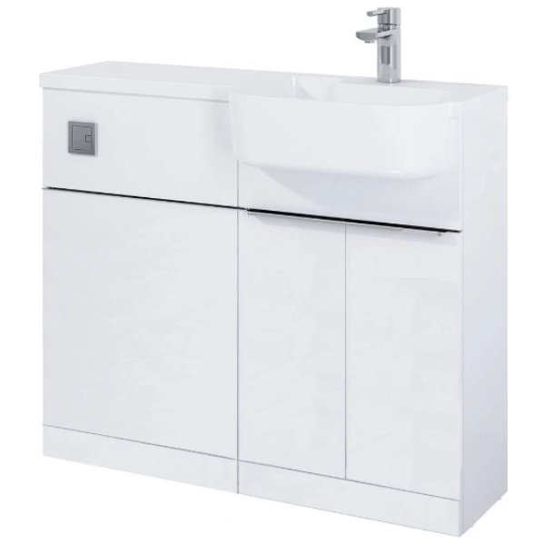 Frontline Linea Combination Unit With Basin – 1000mm Wide  – White - Right