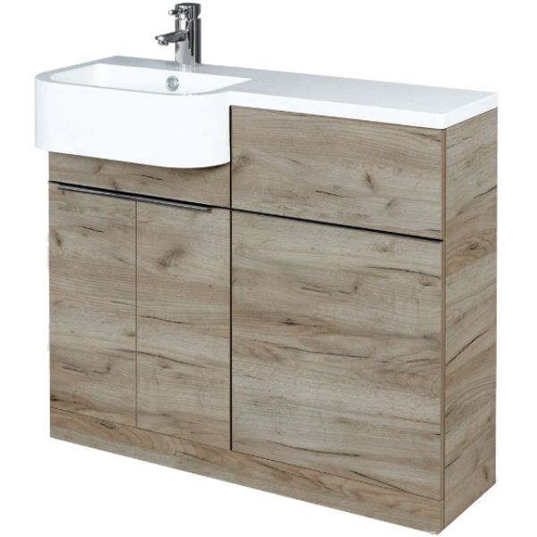 Frontline Linea Combination Unit With Basin – 1000mm Wide  – White - Left