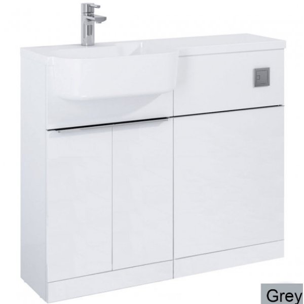 Frontline Linea Combination Unit With Basin – 1000mm Wide  – White - Left