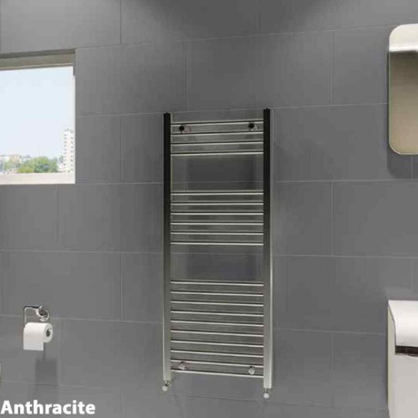 Frontline Straight Heated Towel Rail – Anthracite - 1000mm x 400mm