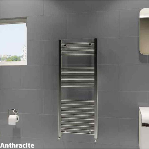 Frontline Straight Heated Towel Rail – Anthracite - 1200mm x 400mm