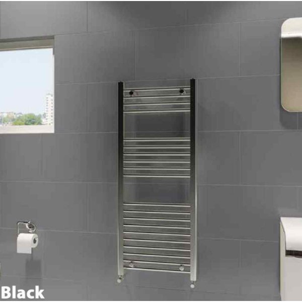 Frontline Straight Heated Towel Rail – Black - 1200mm x 400mm