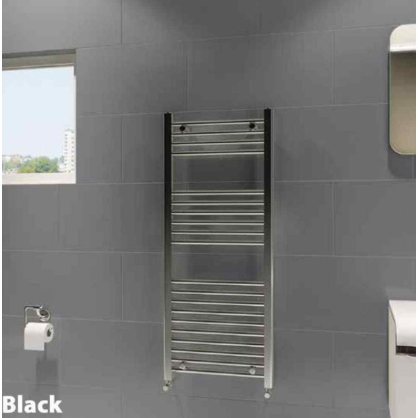 Frontline Straight Heated Towel Rail – Black - 800mm x 500mm