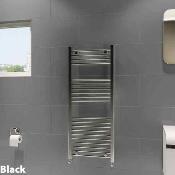 Frontline Straight Heated Towel Rail – Black - 1600mm x 600mm