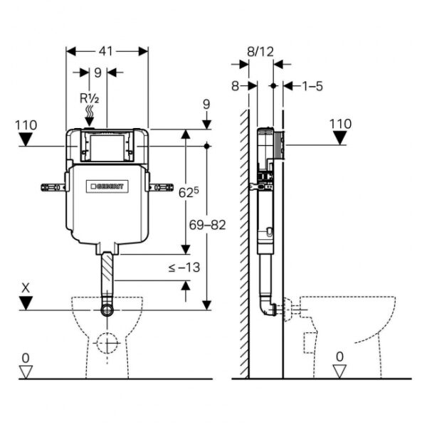 Geberit Sigma Concealed Cistern 8cm Up720 With Front Actuation - White - Image 2