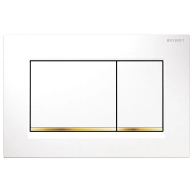 Geberit Sigma 30 Easy Clean Dual Flush Plate - White/Gold/White