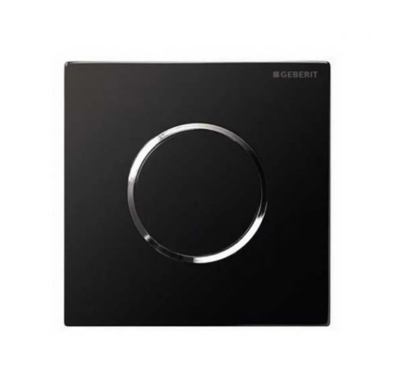 Geberit Sigma10 Touch Hand Operated Pneumatic Urinal Flush Plate - Black/Gloss Chrome/ Black