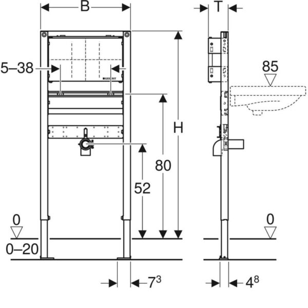 Geberit Duofix Basin Frame For Wall Mounted Tap - 1120mm -1130mm High - Image 2