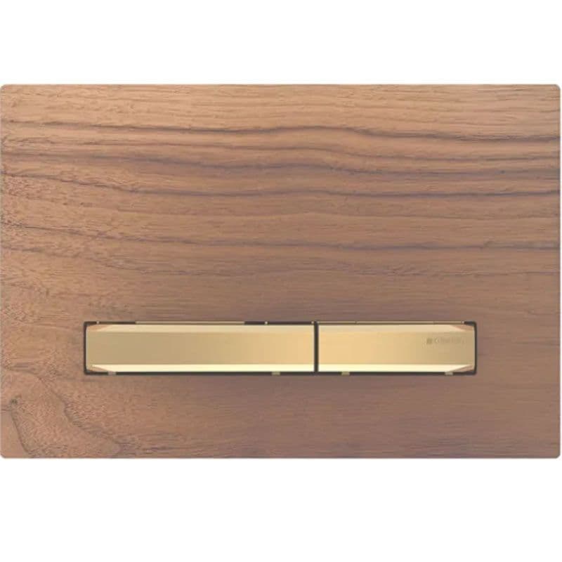 Geberit Sigma50 Dual Flush Plate With Brass Cover Plate - Black Walnut