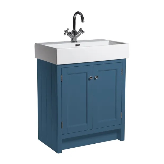 Roper Rhodes Hampton 2 Door Floorstanding Vanity Unit With Basin – 700mm Wide - Derwent Blue