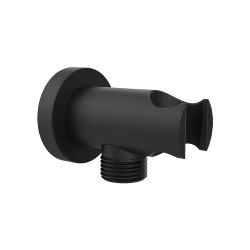 Roper Rhodes Round Wall Outlet Elbow With Shower Handset Holder - Matt Black