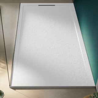 Acquabella Halo Slate Rectangular Shower Tray - Cemento - Image 4