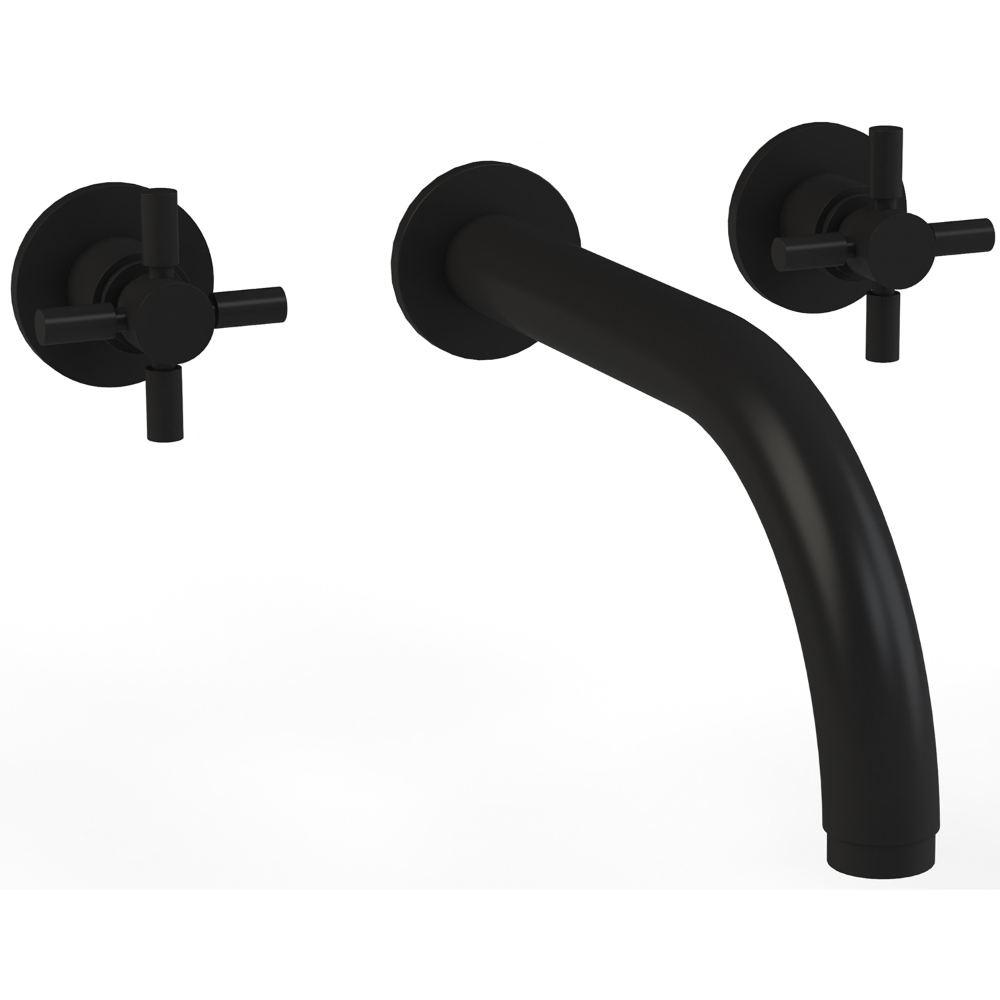 Calypso Imola 3 Hole Wall Mounted Basin Mixer Tap - Matt Black