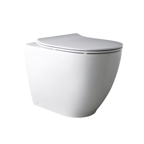 Calypso Aurora Rimless Back To Wall Toilet With Soft Close Seat - White