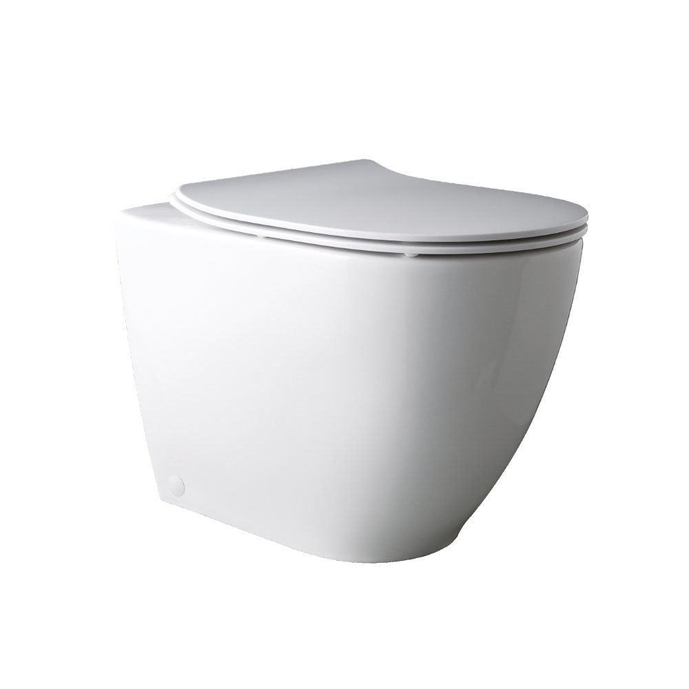 Calypso Aurora Rimless Back To Wall Toilet With Soft Close Seat - White
