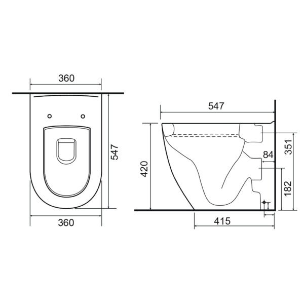 Calypso Aurora Rimless Back To Wall Toilet With Soft Close Seat - White - Image 2