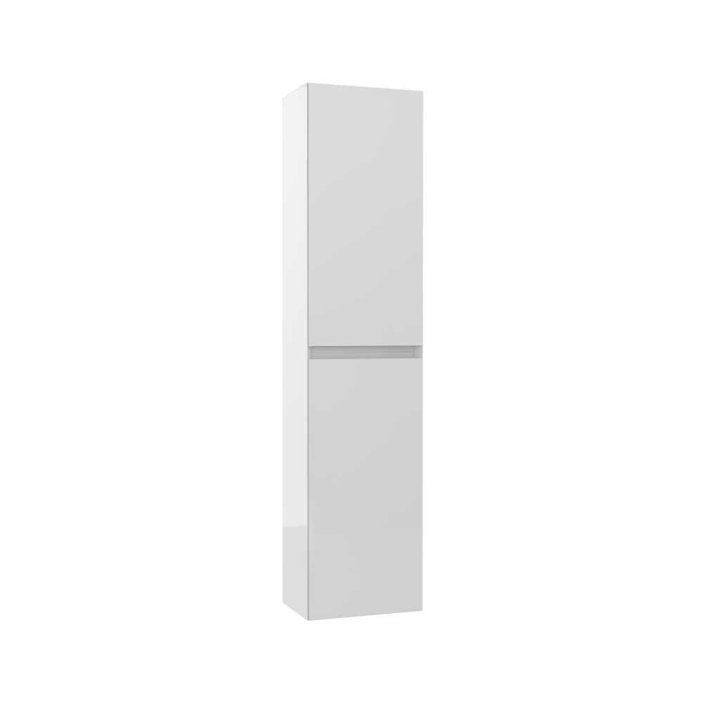Calypso Brenta 2 Door Wall Hung Tall Storage Unit – 1500mm High - Pearly White