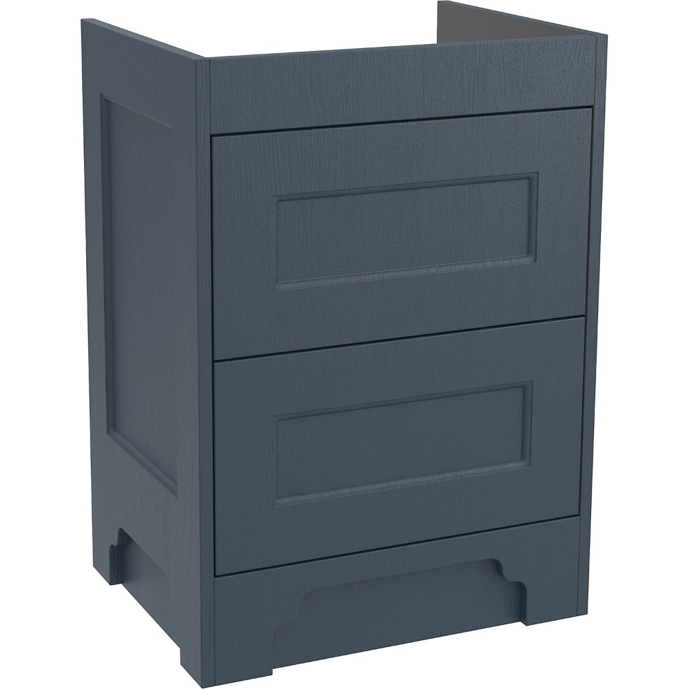 Calypso Chelworth 2 Drawer Floor Standing Vanity Unit With Cirrus White Basin – 600mm Wide – 1 TH - Contour Blue Ash