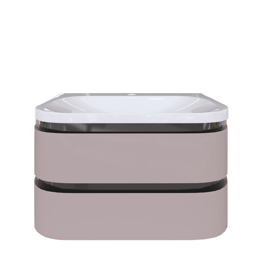 Calypso Diamante 2 Drawer Wall Hung Vanity Unit With Basin – 600mm Wide -1 TH - Satin Weave