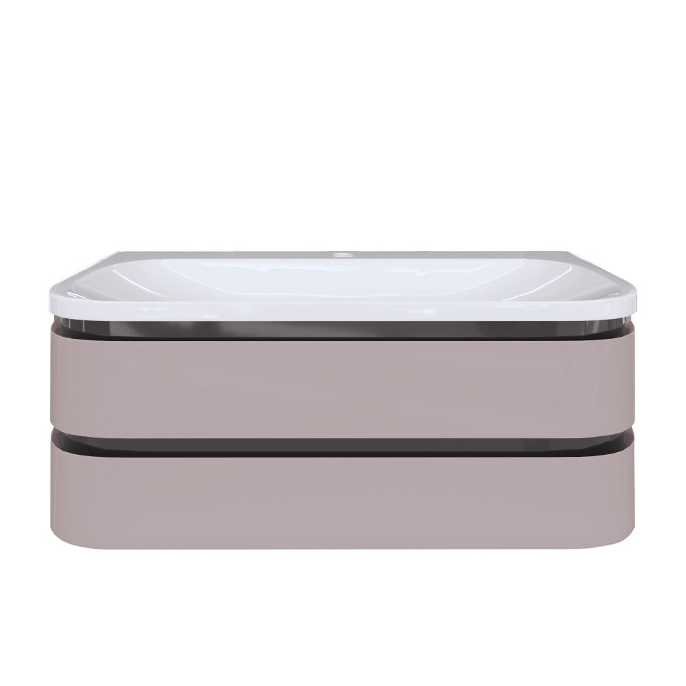 Calypso Diamante 2 Drawer Wall Hung Vanity Unit With Basin – 1000mm Wide -1 TH - Satin Weave