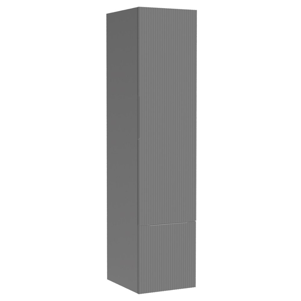 Calypso Tesima Fluted 1 Door And 1 Drawer Wall Hung Tall Storage Unit – 1500mm High - Steeple Grey