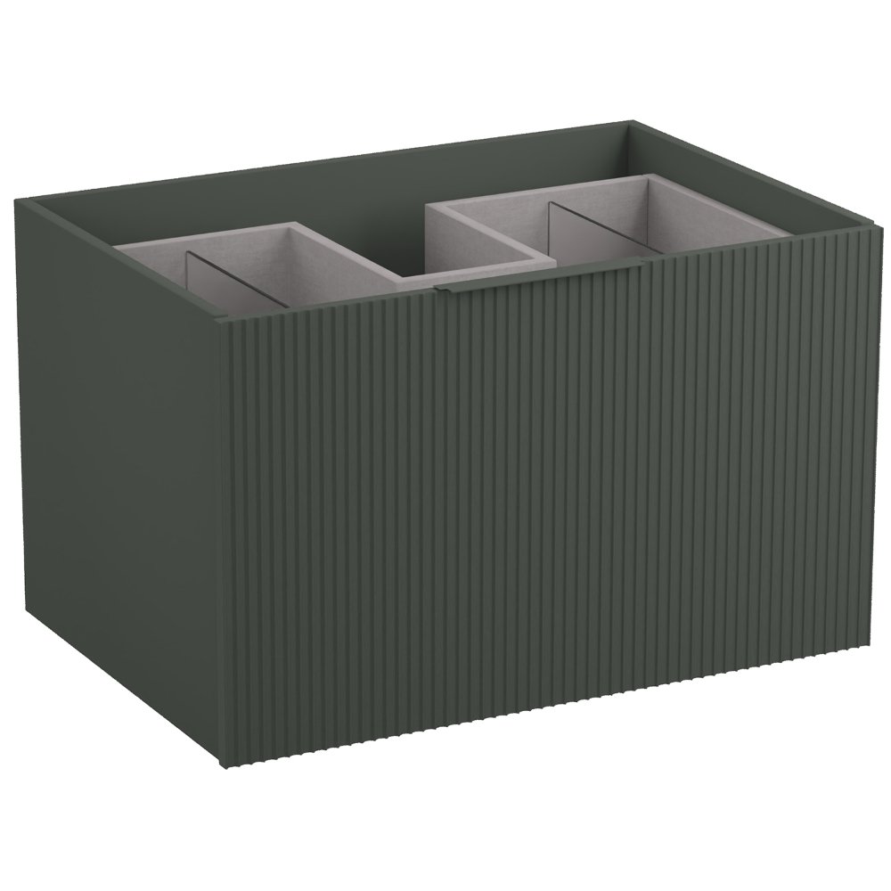 Calypso Tesima Fluted 2 Drawer Wall Hung Vanity Unit With Character Oak Worktop And White Basin – 700mm Wide – No TH - Fir Green