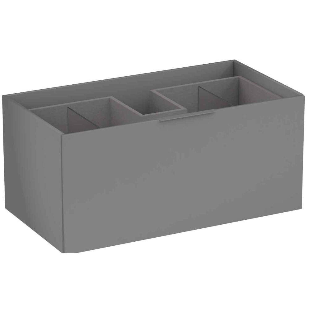 Calypso Tesima 2 Drawer Wall Hung Vanity Unit With Polar Quartz Matt Worktop And White Basin – 900mm Wide – No TH - Steeple Grey