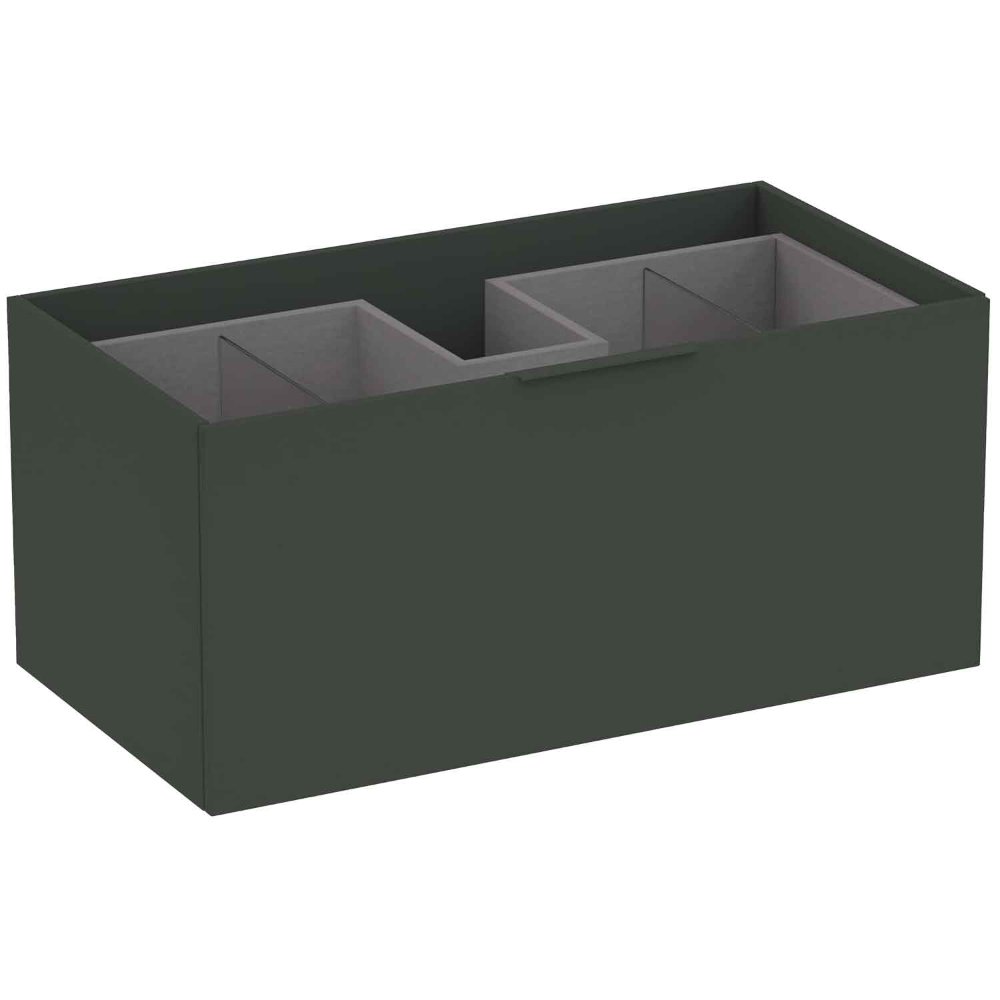 Calypso Tesima 2 Drawer Wall Hung Vanity Unit With Polar Quartz Matt Worktop And Gloss White Basin – 900mm Wide – No TH - Fir Green