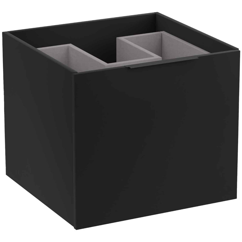Calypso Tesima 2 Drawer Wall Hung Vanity Unit With Carrara White Marble Worktop And White Basin – 500mm Wide – No TH - Matt Black