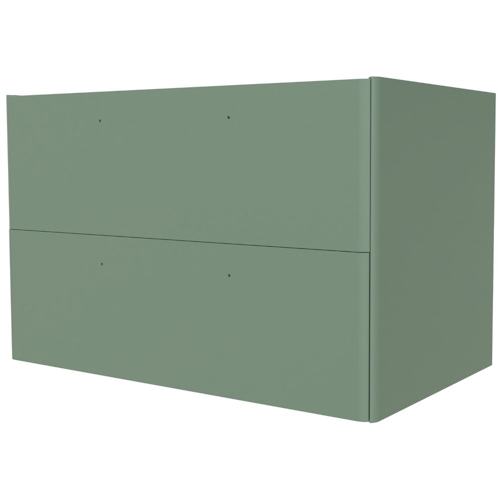Calypso Isla 2 Drawer Wall Hung Vanity Unit With Grey Terrazzo Worktop And Gloss White Basin – 800mm Wide - Fern Green