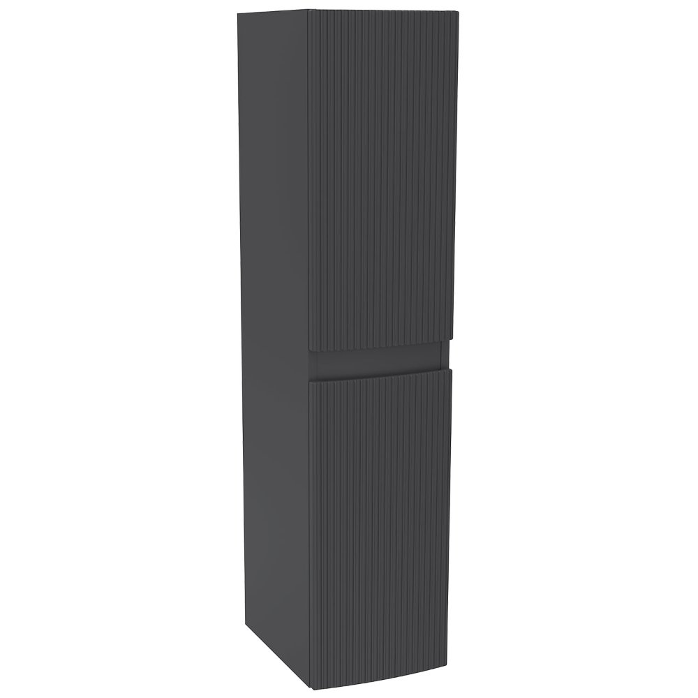 Calypso Forino Fluted 2 Door Wall Hung Tall Storage Unit – 1300mm High - Graphite