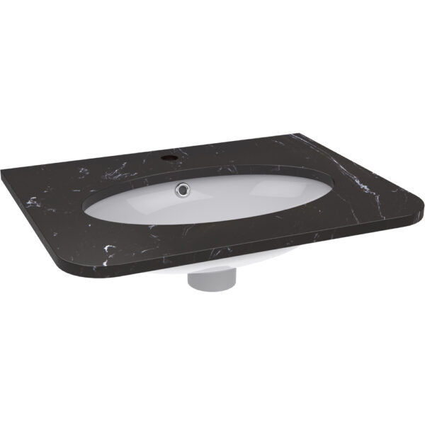 Calypso Petra 1 Drawer Wall Hung Vanity Unit With Nero Marquina Basin - 640mm Wide - 1 TH - Image 2