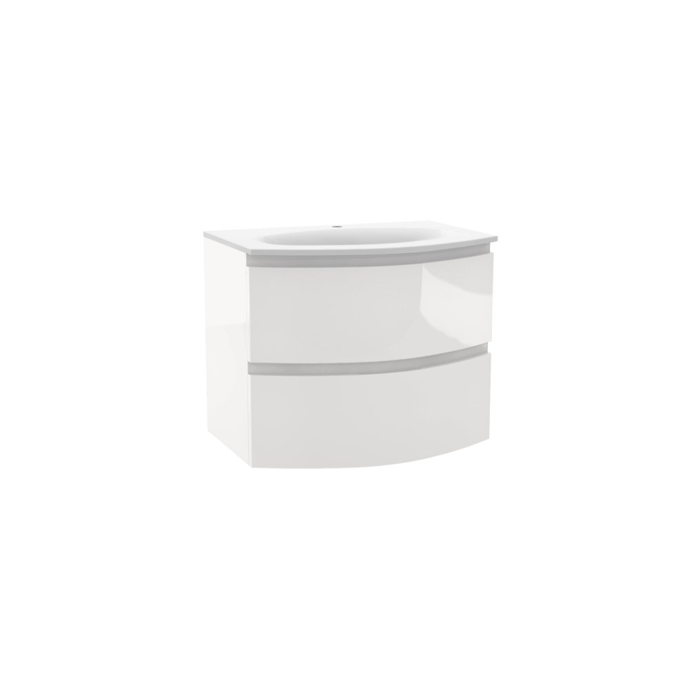 Calypso Levanto 2 Drawer Wall Hung Vanity Unit With White Cast Marble Basin – 700mm Wide – 1 TH - Coral White