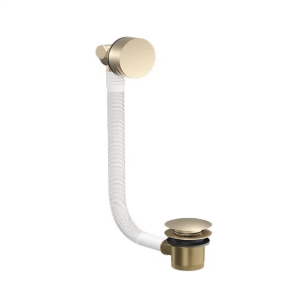 Tissino Alek Round Bath Filler Tap With Clicker Waste And Overflow - Brushed Brass
