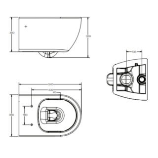 Tissino Davoli Wall Hung Toilet With Wrapover Soft Close Seat - Hinge Cover Caps - Image 2