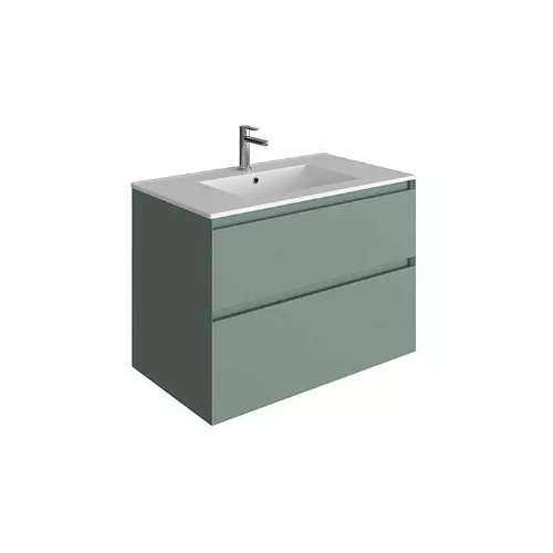 Tissino Mozzano 2 Drawer Wall Hung Vanity Unit With Cellini Basin – 600mm - Dark Sage Green