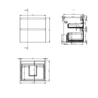 Tissino Mozzano 2 Drawer Wall Hung Vanity Unit With Catina Basin - 600mm - Image 2